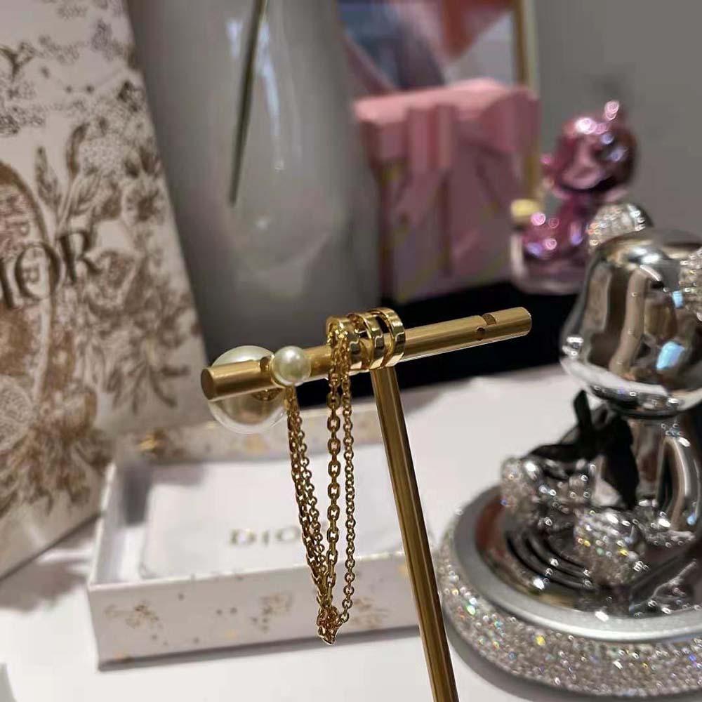 Dior Women Tribales Earring Gold-Finish Metal and White Resin Pearls - image 6