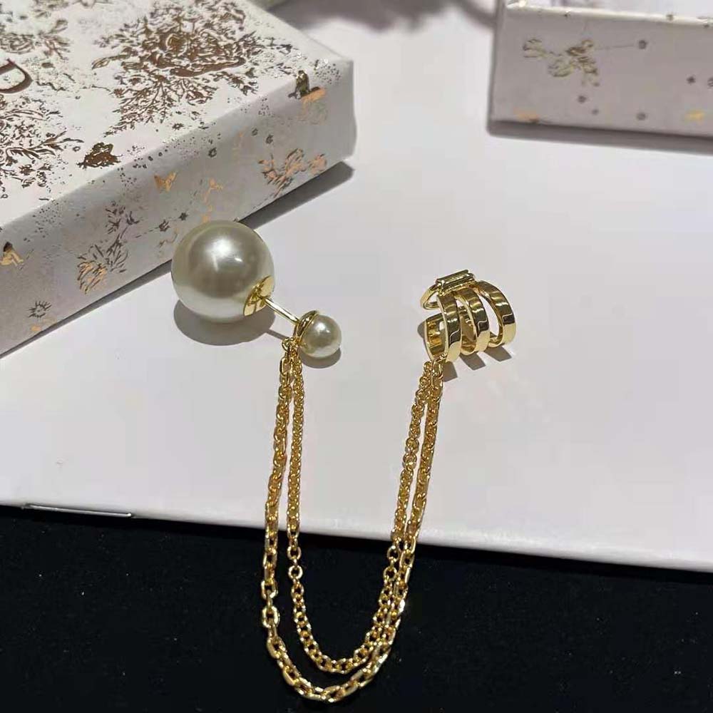 Dior Women Tribales Earring Gold-Finish Metal and White Resin Pearls - image 4