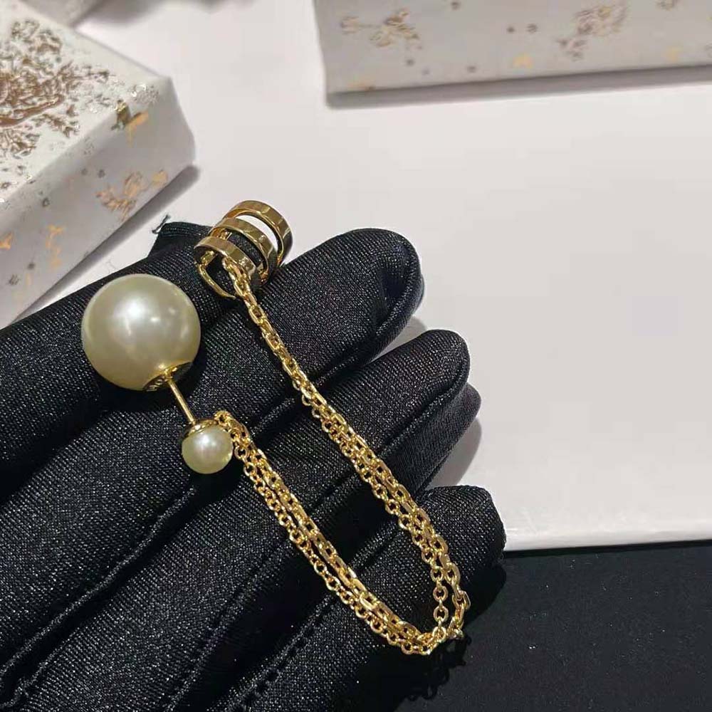 Dior Women Tribales Earring Gold-Finish Metal and White Resin Pearls - image 7
