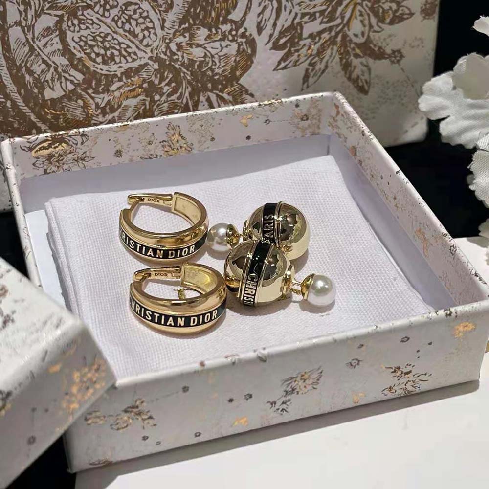 Dior Women Tribales Earrings Gold-Finish Metal and Black Lacquer - image 4