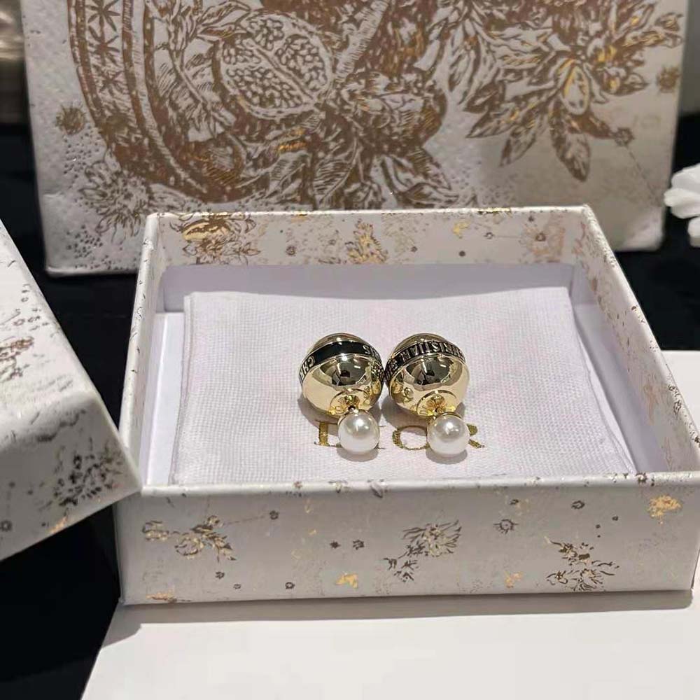 Side angle showing post back closure on Dior Women Tribales Earrings
