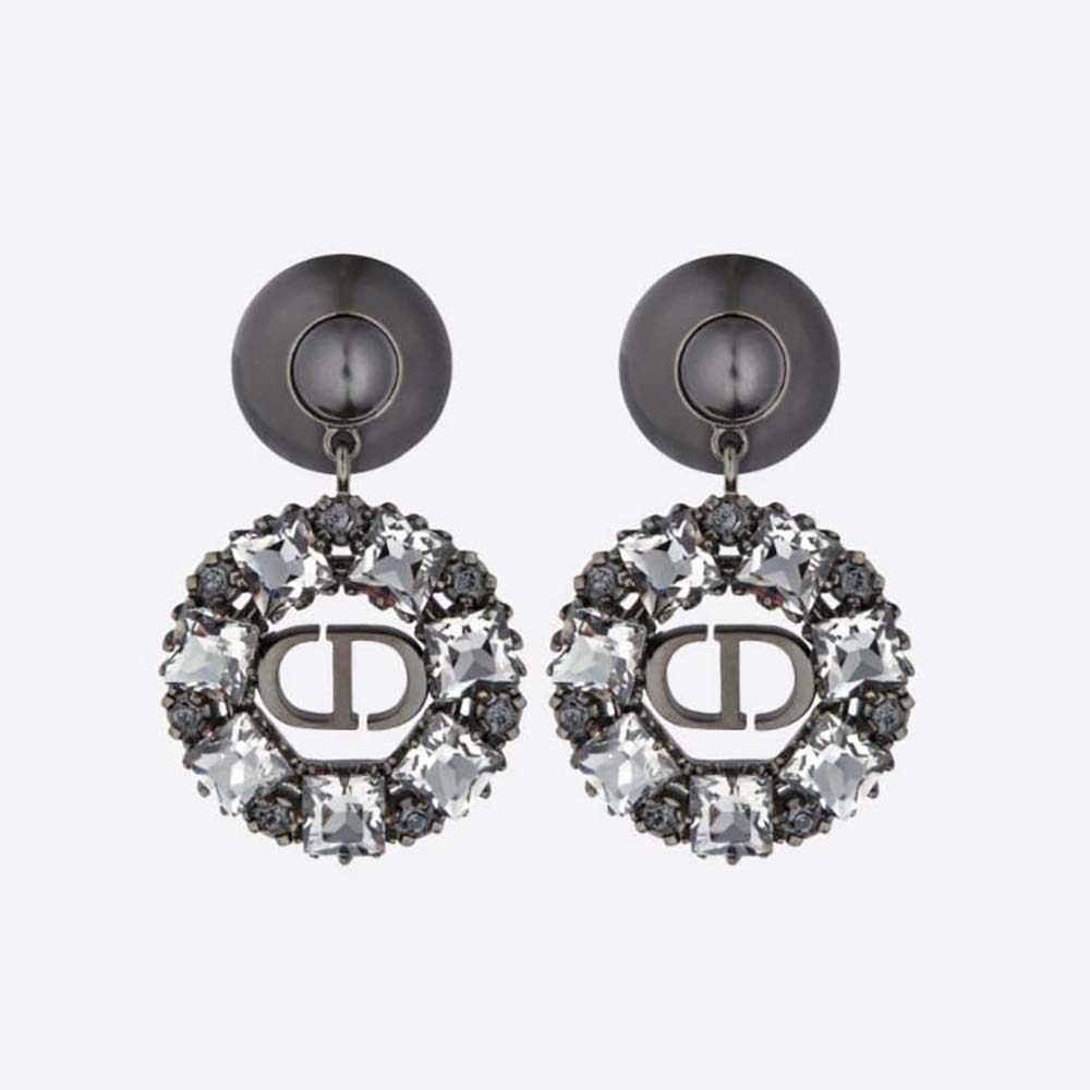 Front view of Dior Women Tribales Earrings with gray pearls