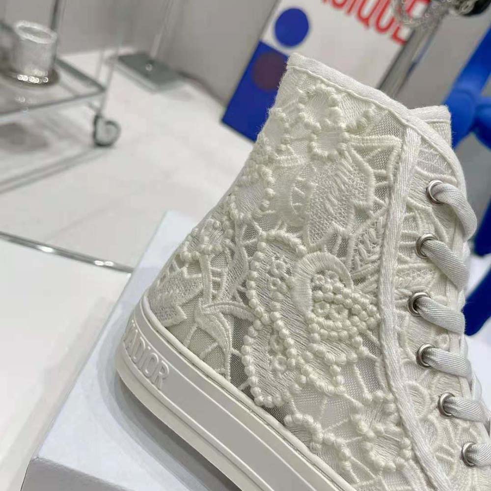 Dior Women Walk N Dior High-Top Sneaker White Macramé Embroidered Cotton - image 8