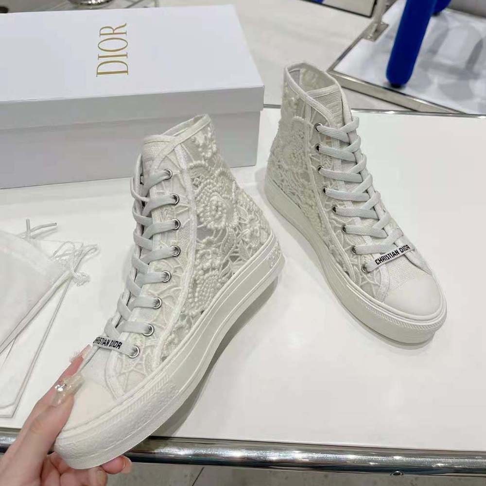 Dior Women Walk N Dior High-Top Sneaker White Macramé Embroidered Cotton - image 4