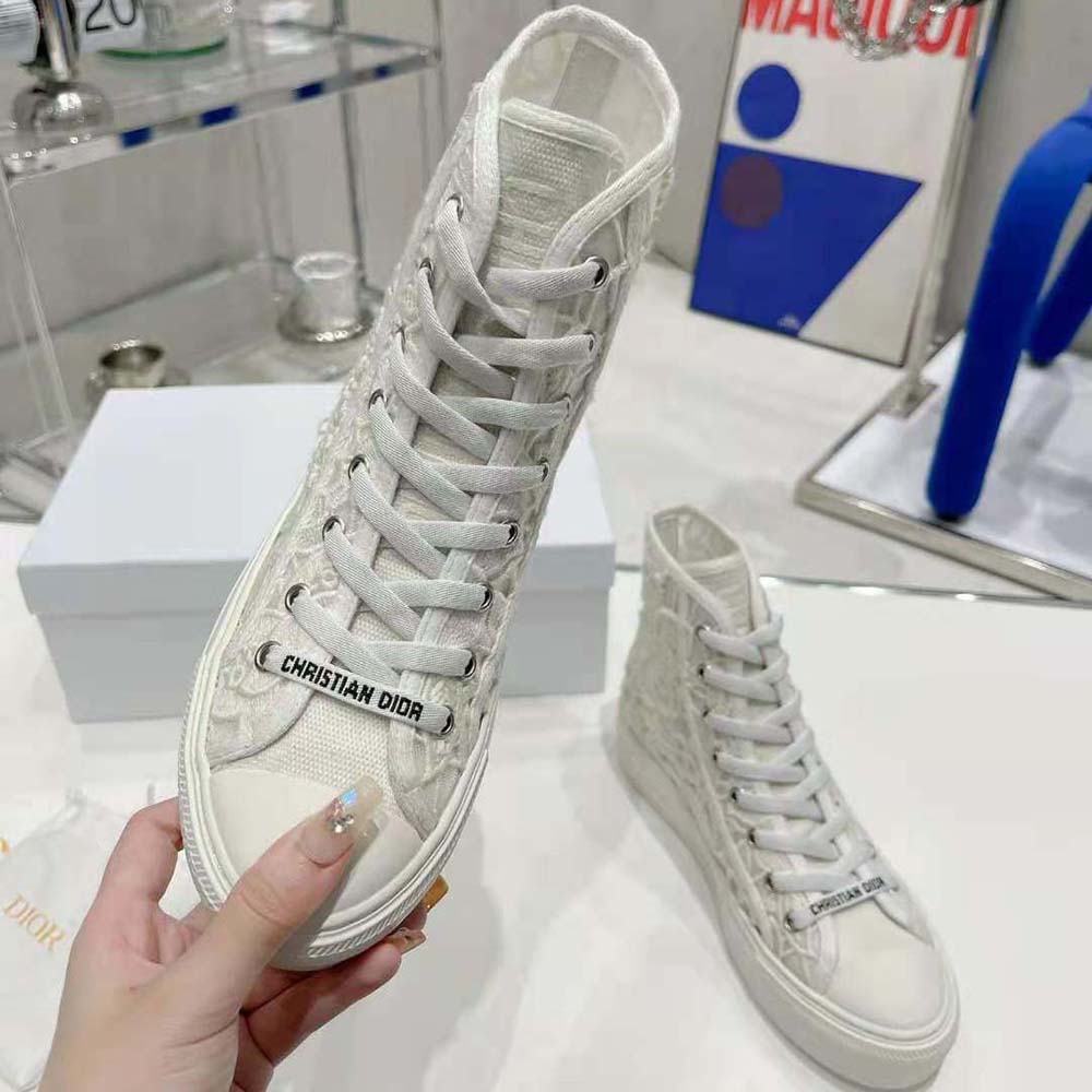Dior Women Walk N Dior High-Top Sneaker White Macramé Embroidered Cotton - image 5