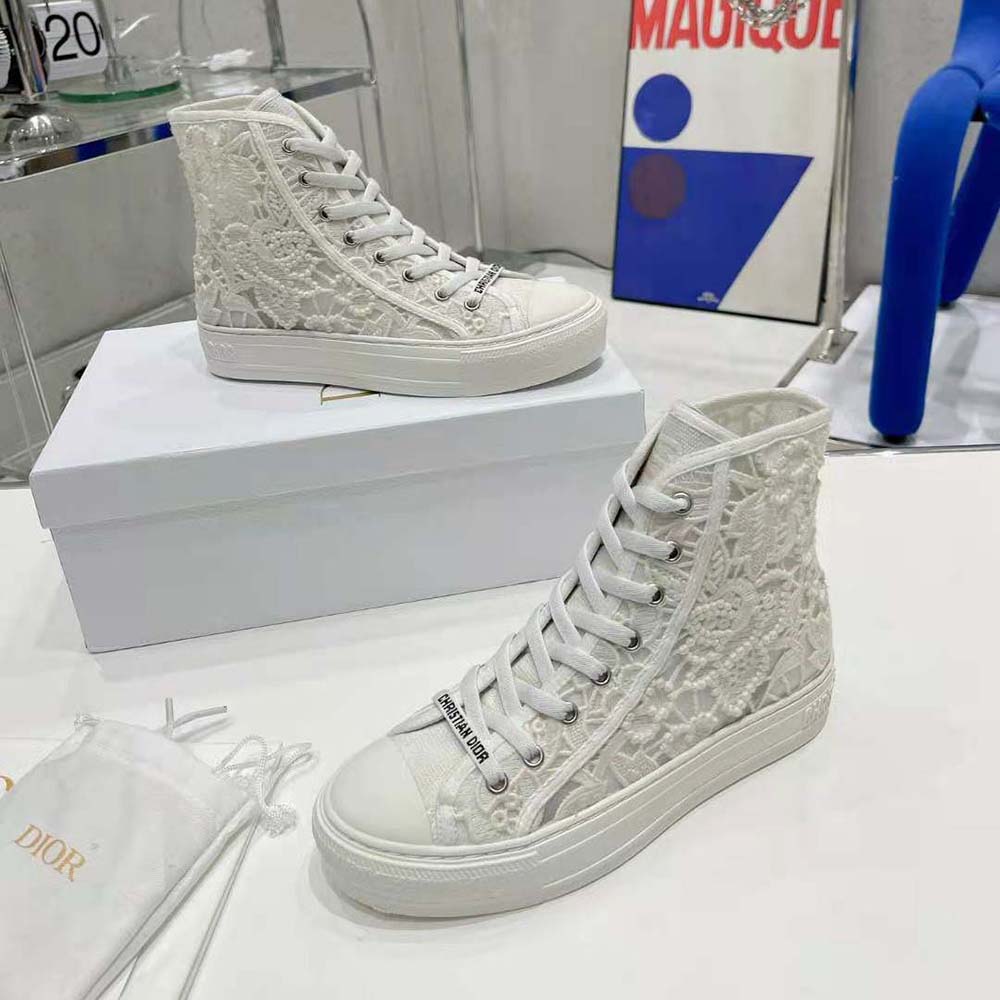 Dior Women Walk N Dior High-Top Sneaker White Macramé Embroidered Cotton - image 6