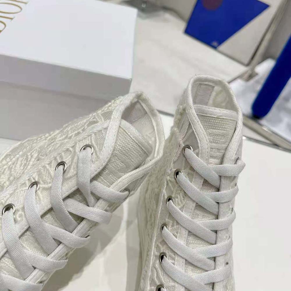 Dior Women Walk N Dior High-Top Sneaker White Macramé Embroidered Cotton - image 9