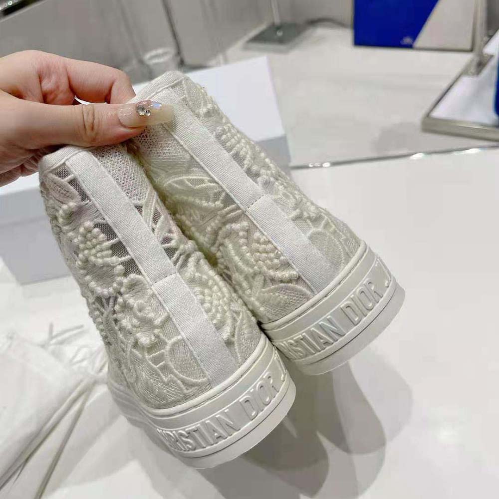 Dior Women Walk N Dior High-Top Sneaker White Macramé Embroidered Cotton - image 7