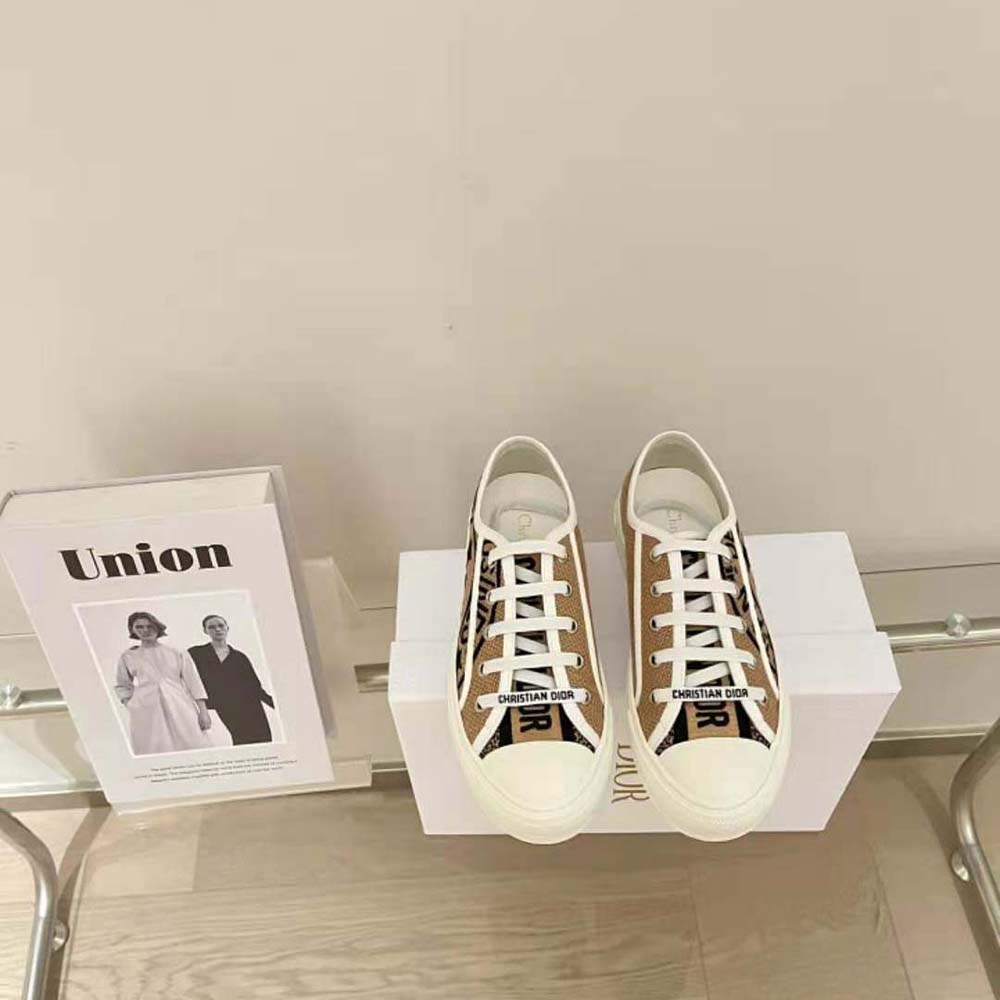 Close-up of embroidered Dior Union motif on sneaker