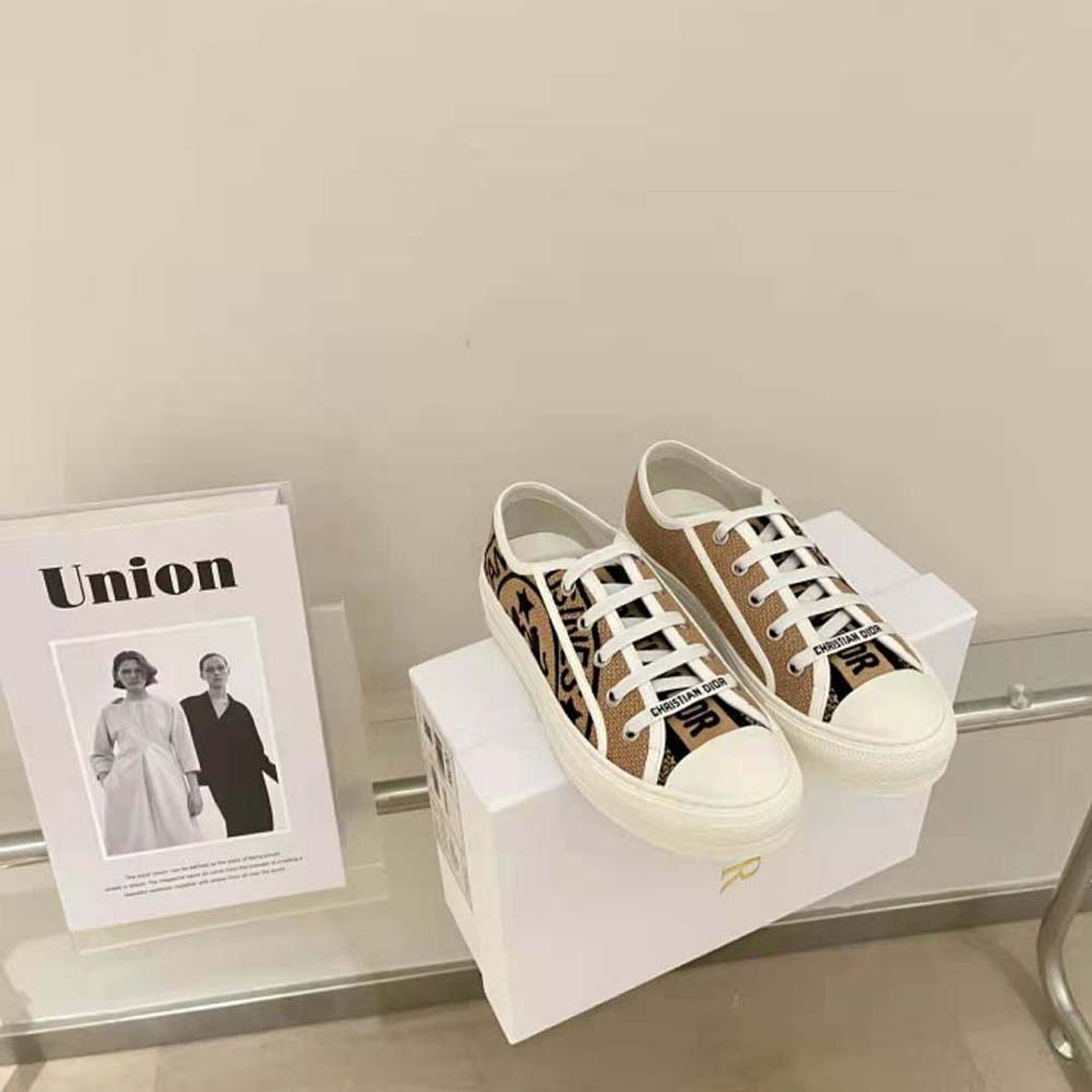 Overhead shot highlighting lace closure on Dior Women Walk N Dior Sneaker