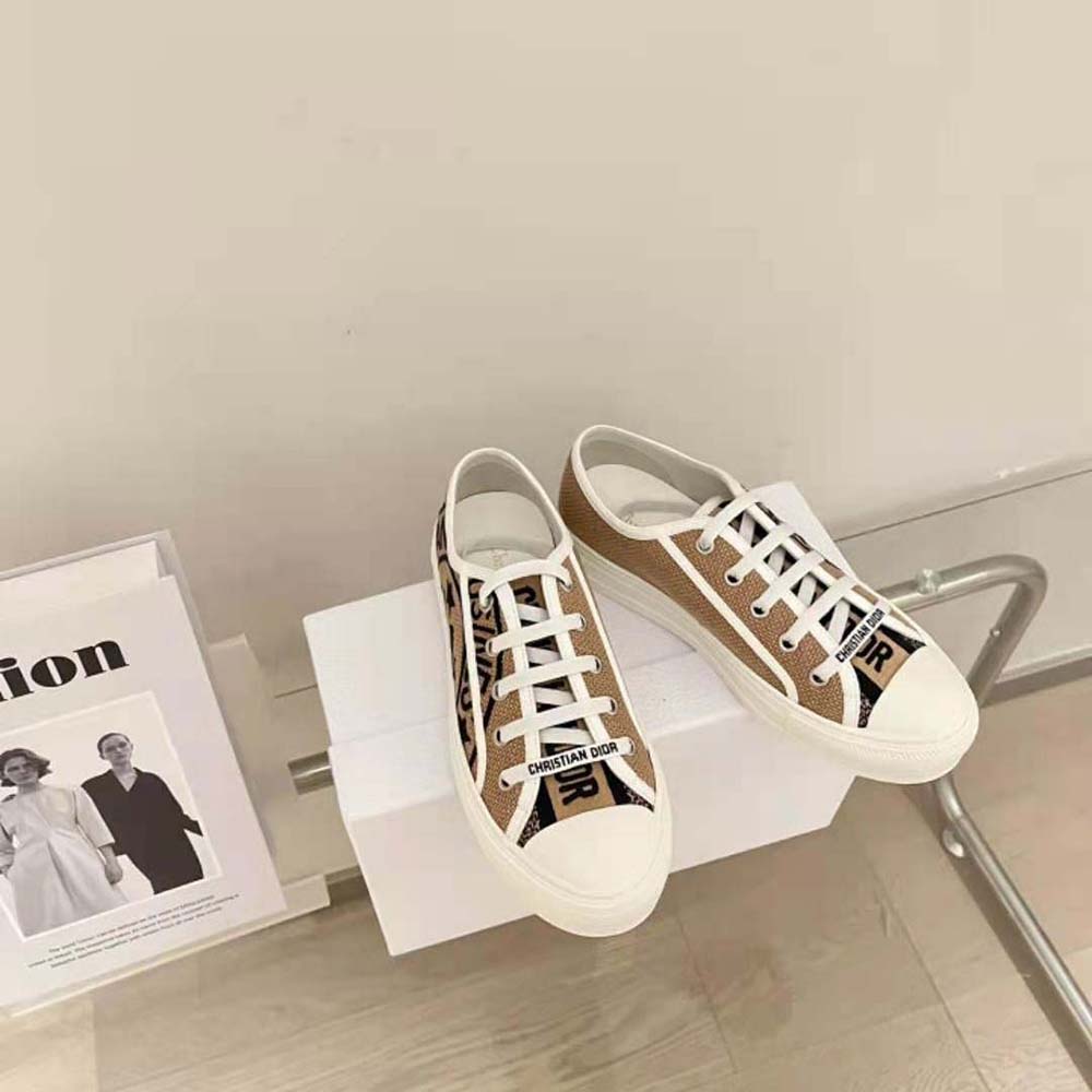 Dior Women Walk N Dior Sneaker Beige Jute Canvas Embroidered with Dior Union Motif - image 4