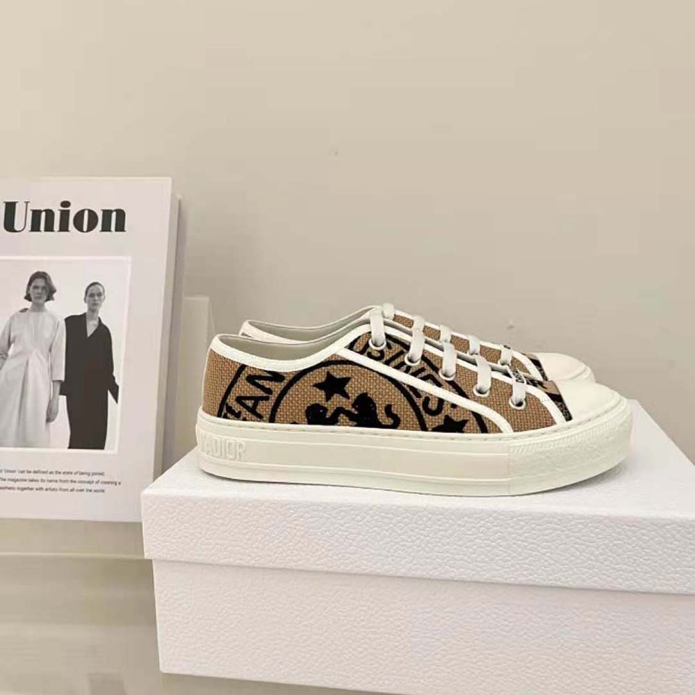 Dior Women Walk N Dior Sneaker Beige Jute Canvas Embroidered with Dior Union Motif - image 5