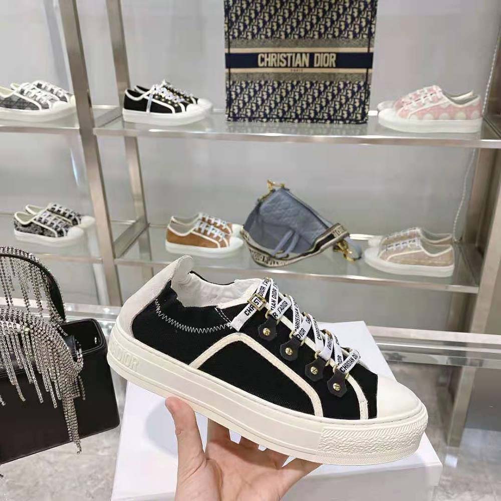 Dior Women Walk N Dior Sneaker Black Canvas and White Suede Calfskin - image 6