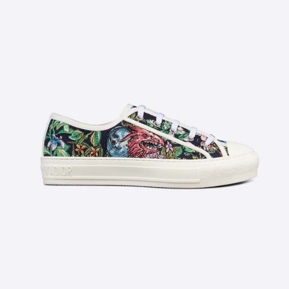 Side profile of Dior Women Walk N Dior Sneaker Black Multicolor D-Constellation Embroidered Cotton