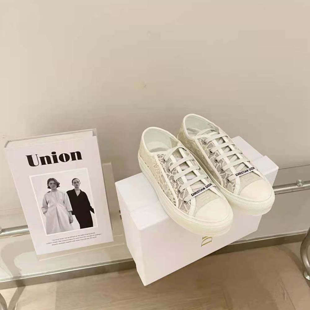 Top angle showing lace-up closure on Dior Women Walk N Dior Sneaker