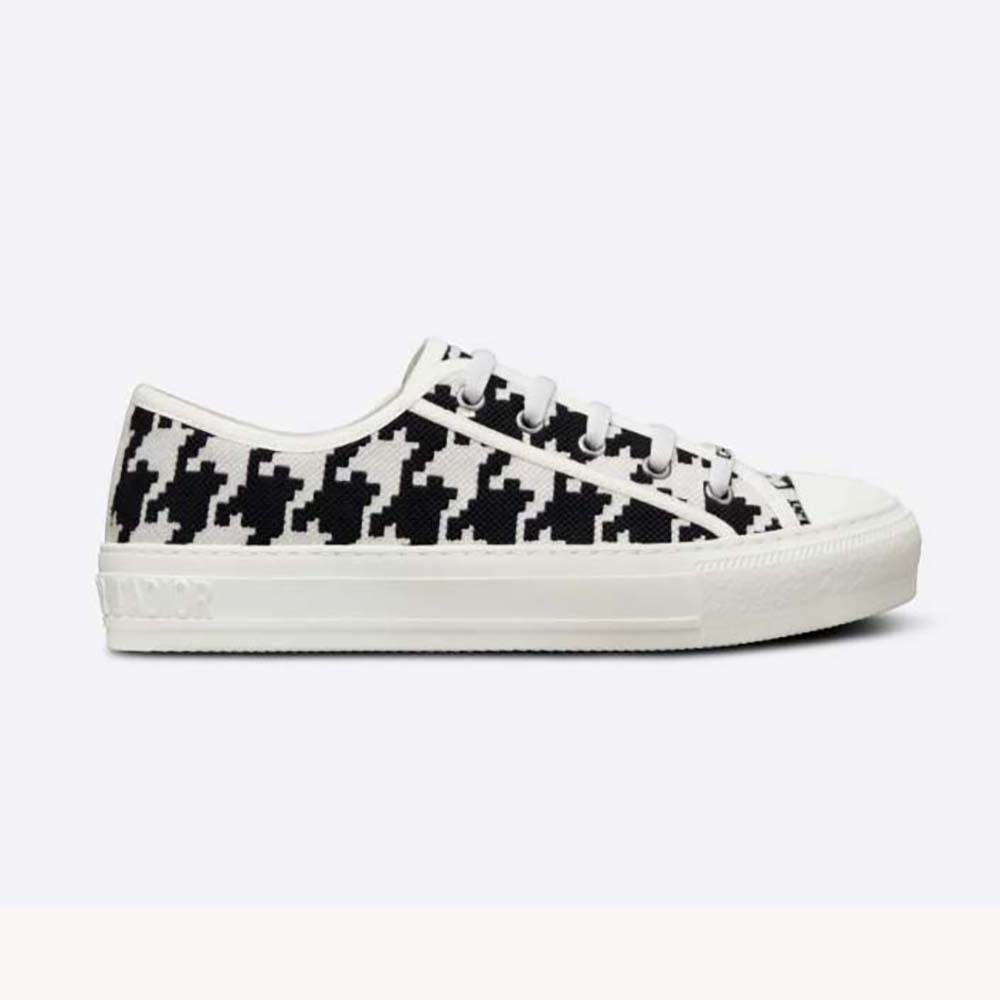 Side view of Dior Women Walk’N’Dior Sneaker with black and white embroidery