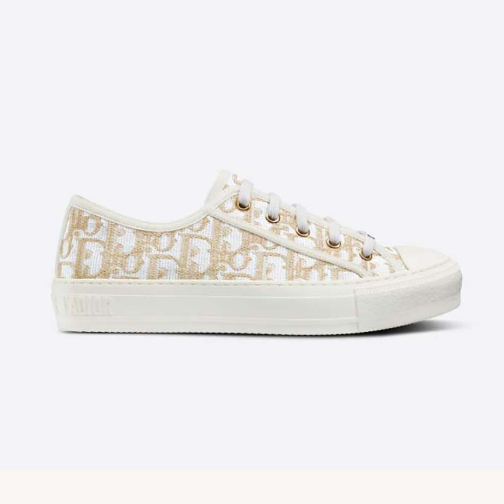 Side view of Dior Women Walk’N’Dior Sneaker with gold-tone embroidery