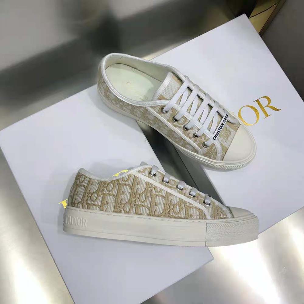 Dior Women Walk’N’Dior Sneaker Gold-Tone Dior Oblique Cotton with Metallic Thread Embroidery - image 5