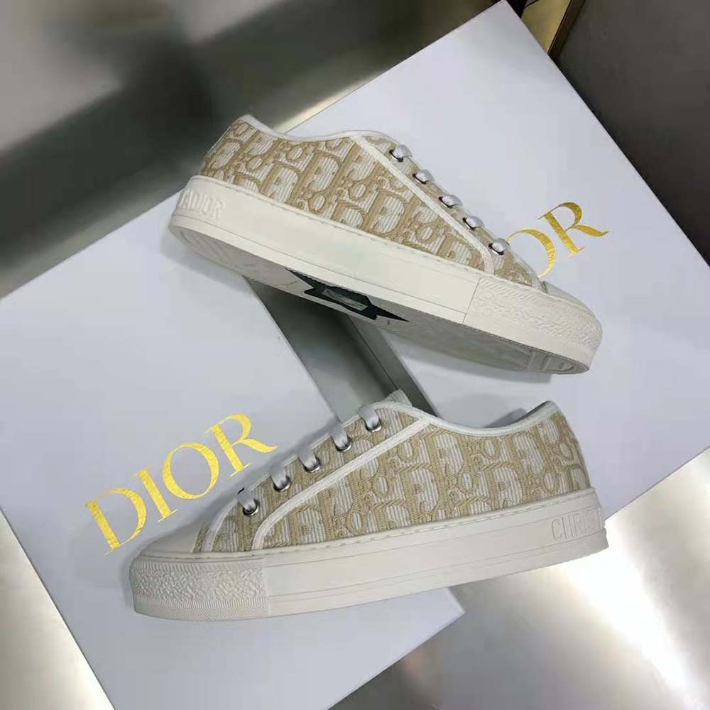 Dior Women Walk’N’Dior Sneaker Gold-Tone Dior Oblique Cotton with Metallic Thread Embroidery - image 6