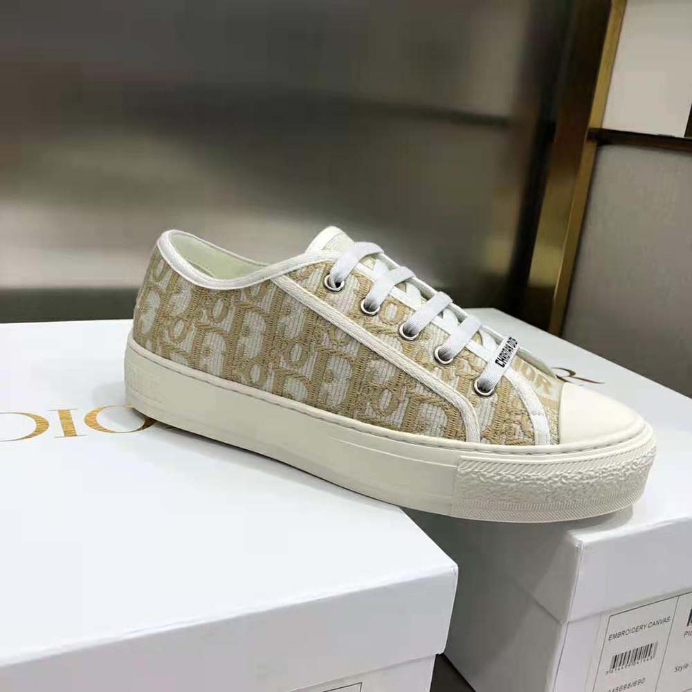 Dior Women Walk’N’Dior Sneaker Gold-Tone Dior Oblique Cotton with Metallic Thread Embroidery - image 9