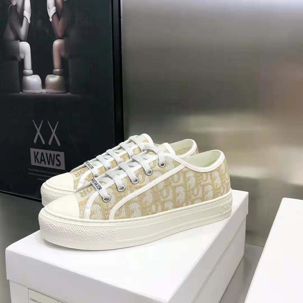 Dior Women Walk’N’Dior Sneaker Gold-Tone Dior Oblique Cotton with Metallic Thread Embroidery - image 4