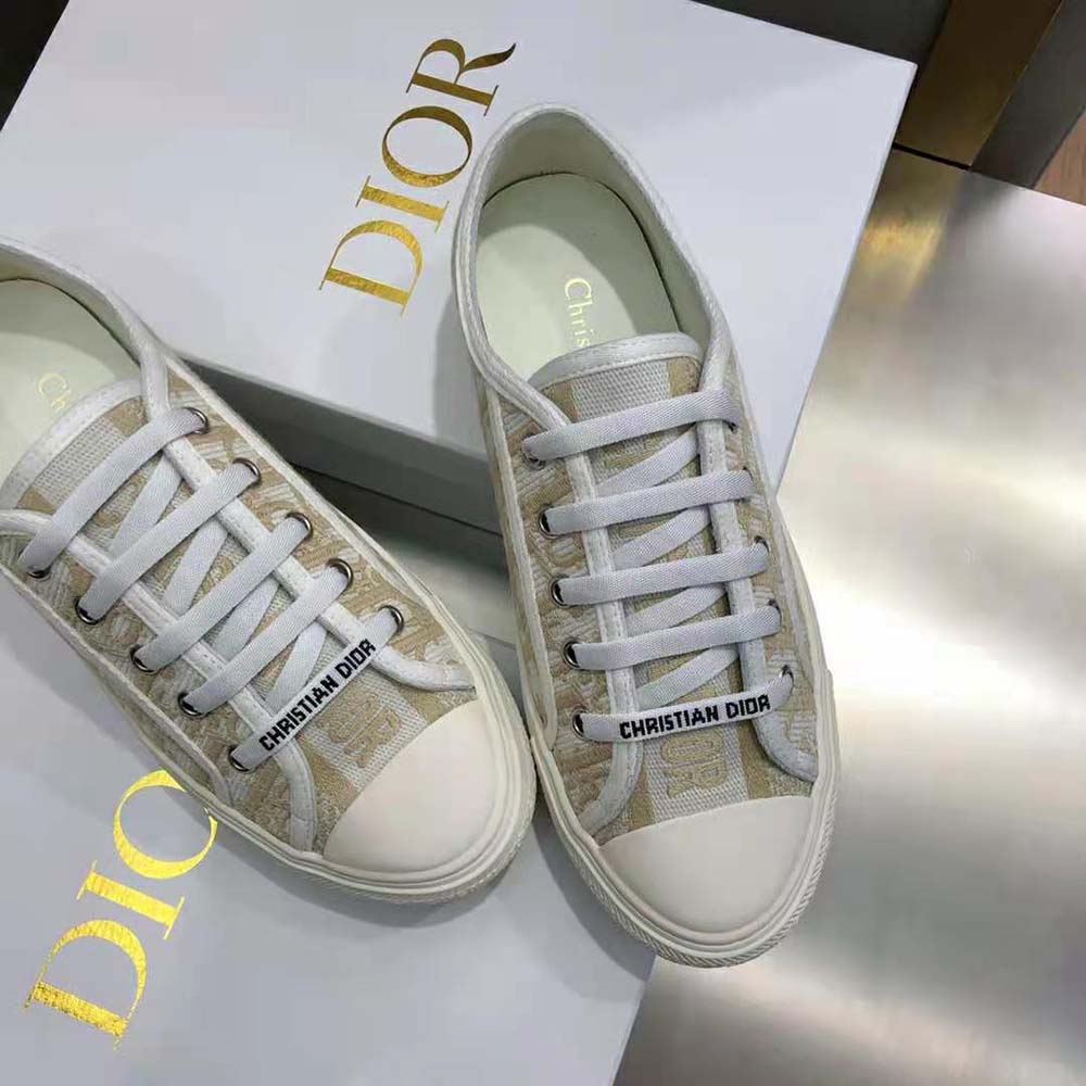 Dior Women Walk’N’Dior Sneaker Gold-Tone Dior Oblique Cotton with Metallic Thread Embroidery - image 7