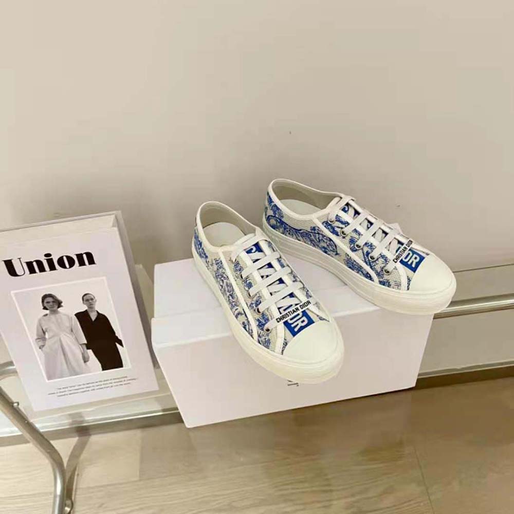 Dior Women Walk’N’dior Sneaker Bright Blue Toile De Jouy Embroidered Cotton - image 4