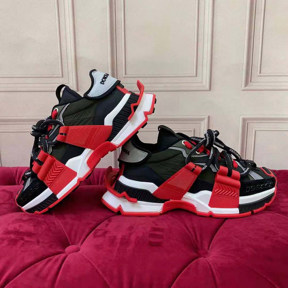 Dolce Gabbana D&G Men Mixed-Material Space Sneakers-Maroon - image 6