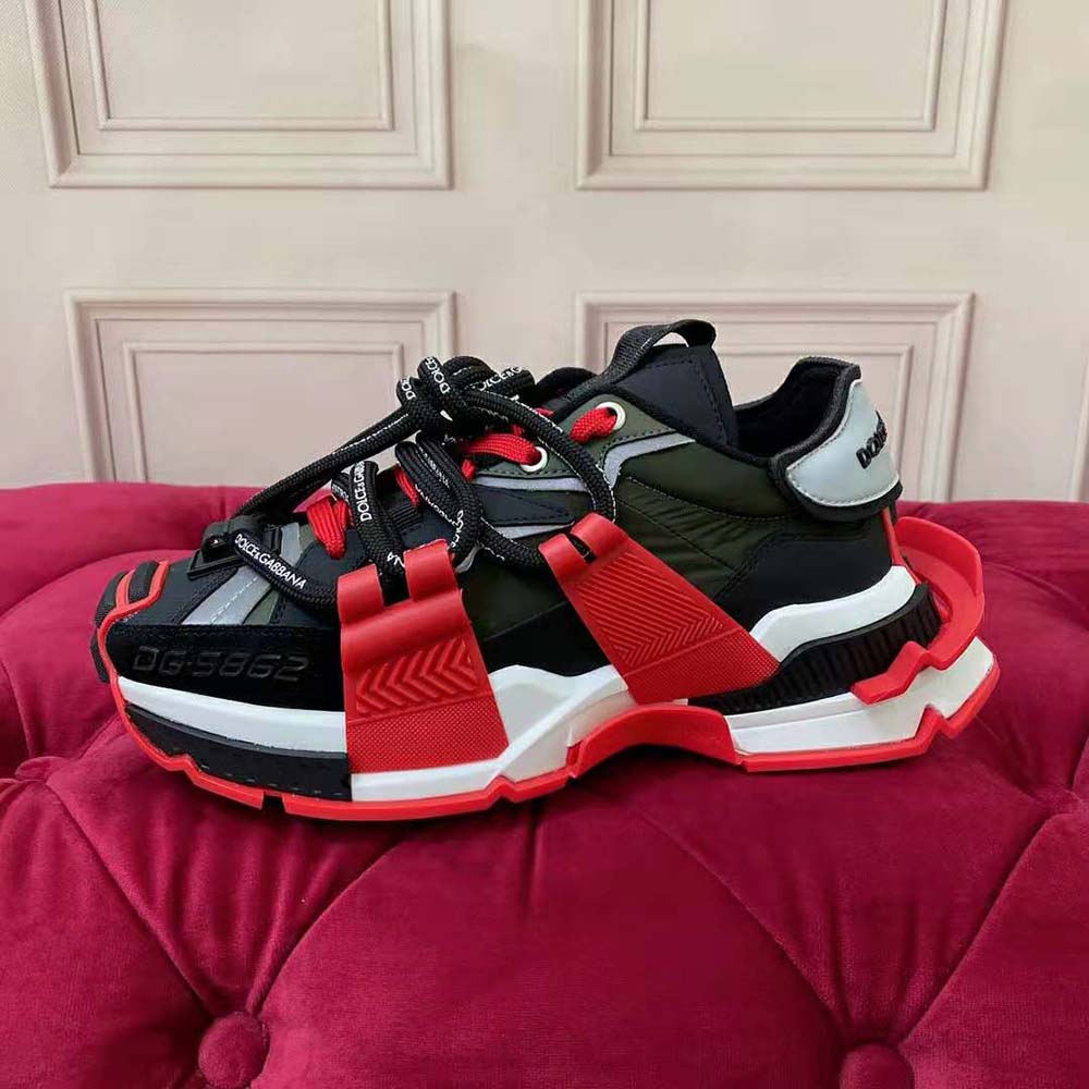 Dolce Gabbana D&G Men Mixed-Material Space Sneakers-Maroon - image 5