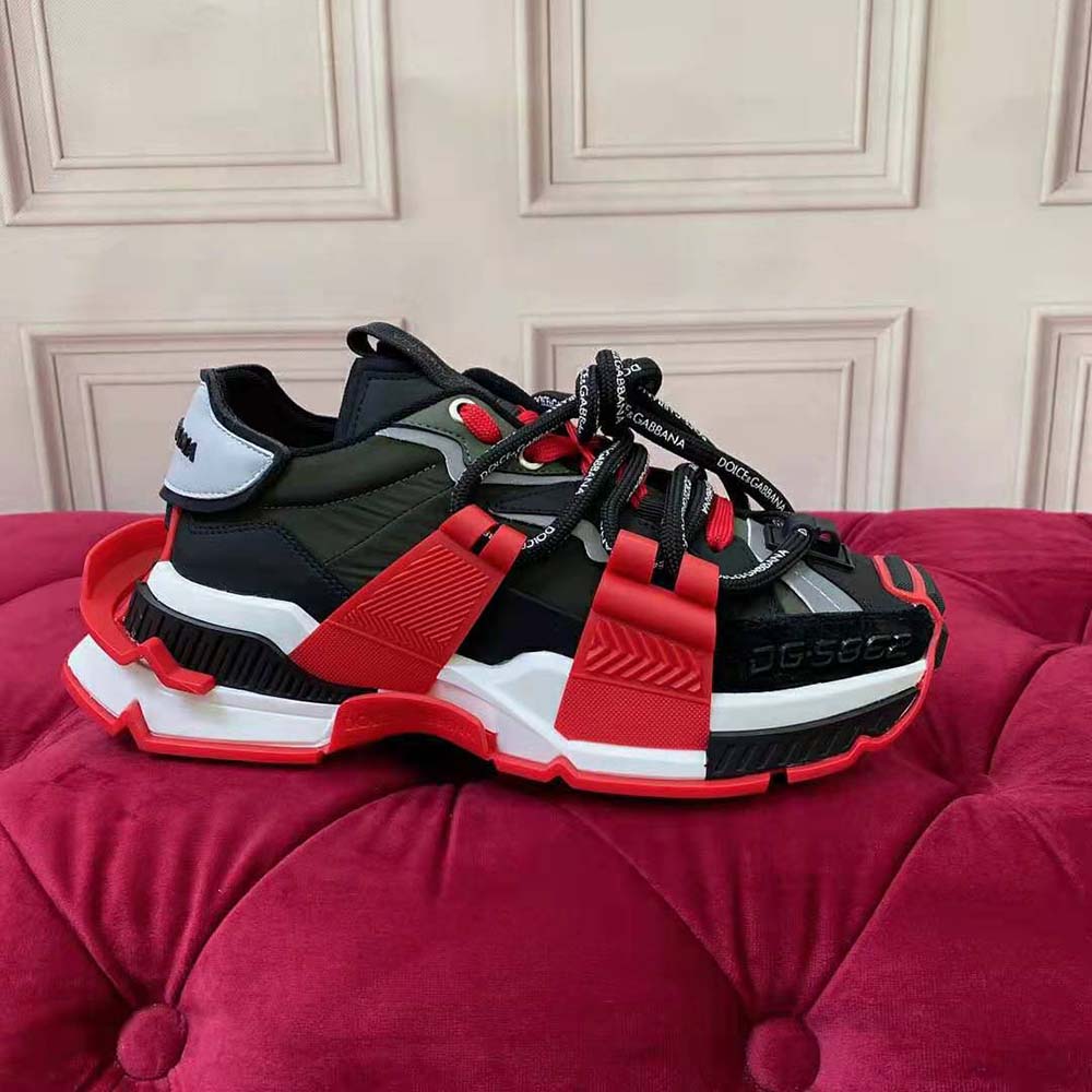 Dolce Gabbana D&G Men Mixed-Material Space Sneakers-Maroon - image 4