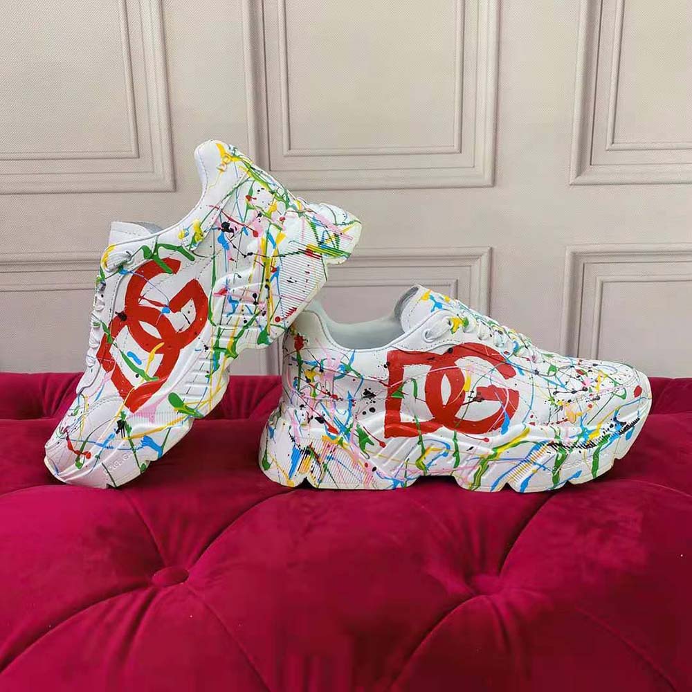 Overhead angle showing silhouette and laces of Daymaster Sneakers-White