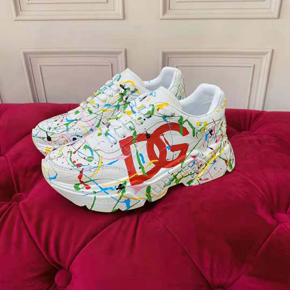 Dolce Gabbana D&G Men Mixed-Materials Daymaster Sneakers-White - image 4