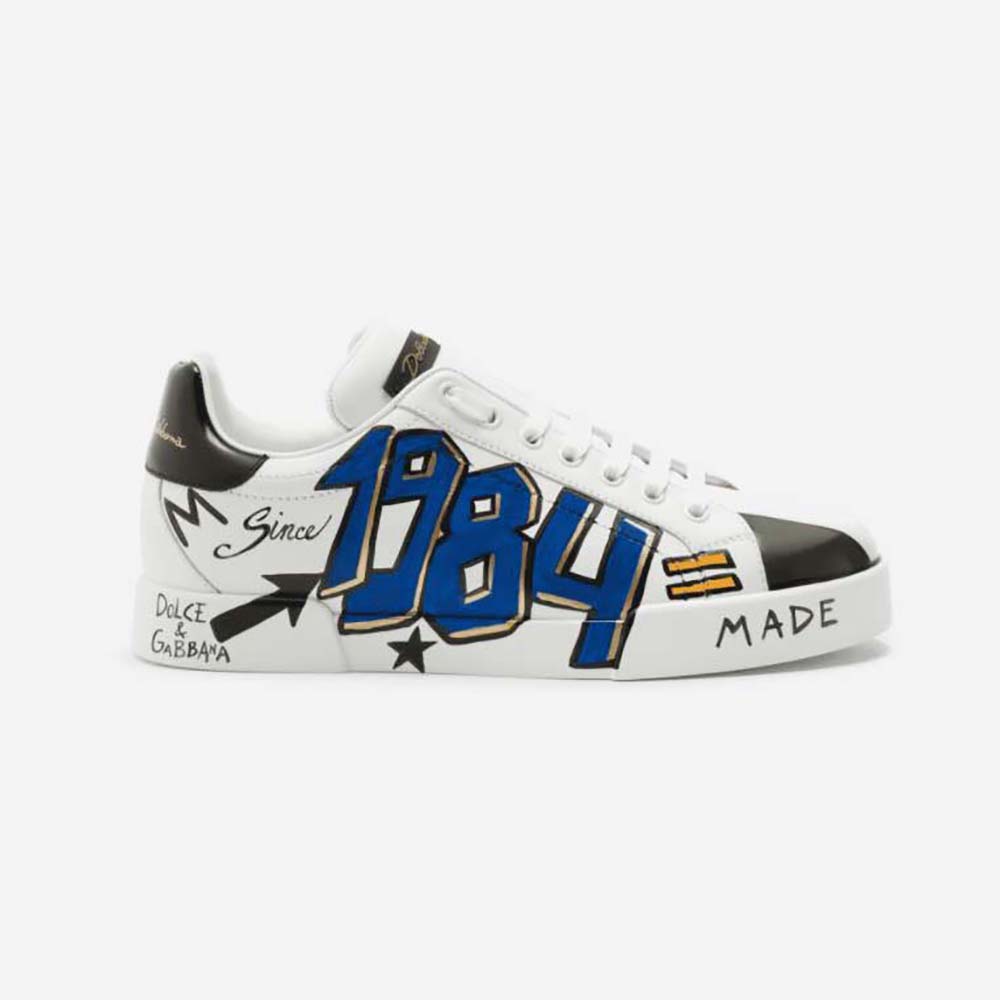 Side profile of Dolce Gabbana D&G Men New DGLimited Portofino Sneakers-Blue