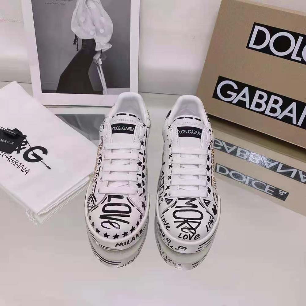 Top view showing lace-up closure on Dolce Gabbana D&G Portofino Sneakers