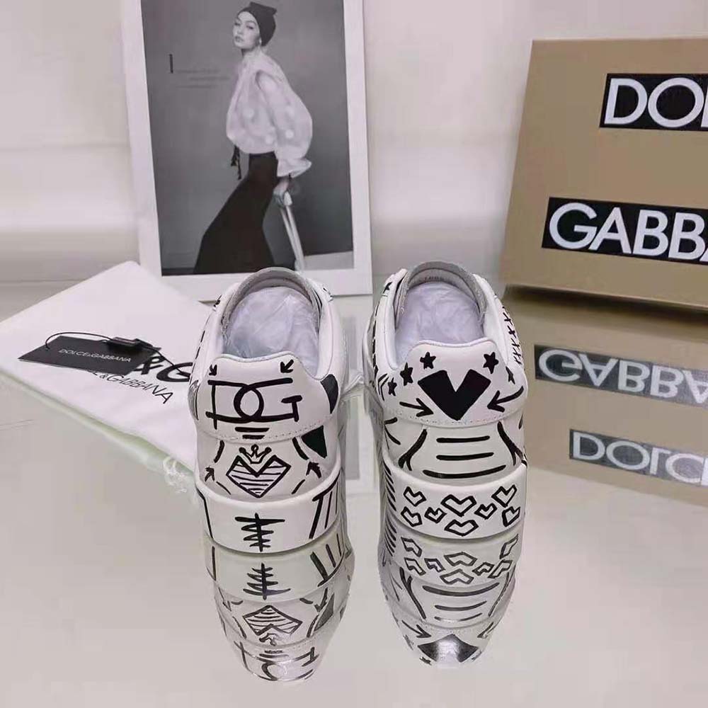 Dolce Gabbana D&G Unisex Hand-Painted Calfskin Portofino Sneakers - image 8
