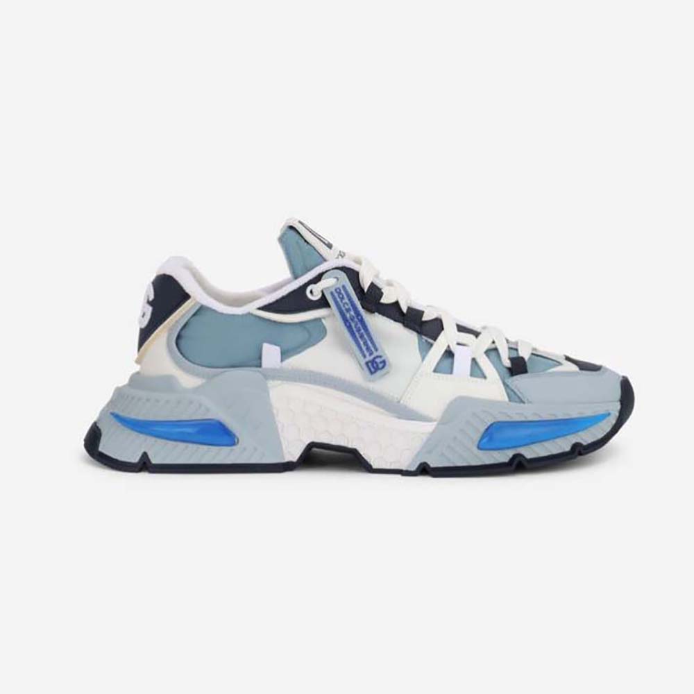 Side profile of Dolce Gabbana D&G Unisex Mixed-Material Airmaster Sneakers-Blue