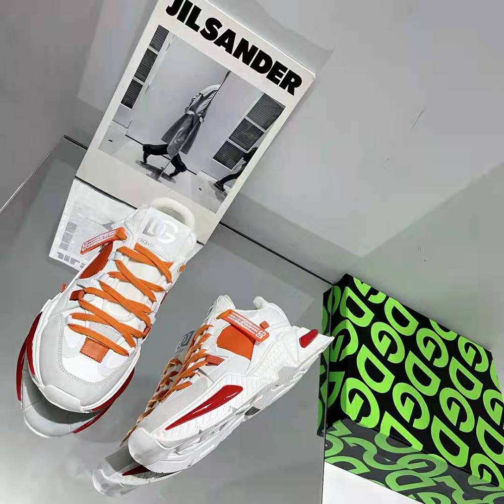 Dolce Gabbana D&G Unisex Mixed-Material Airmaster Sneakers-Orange - image 5