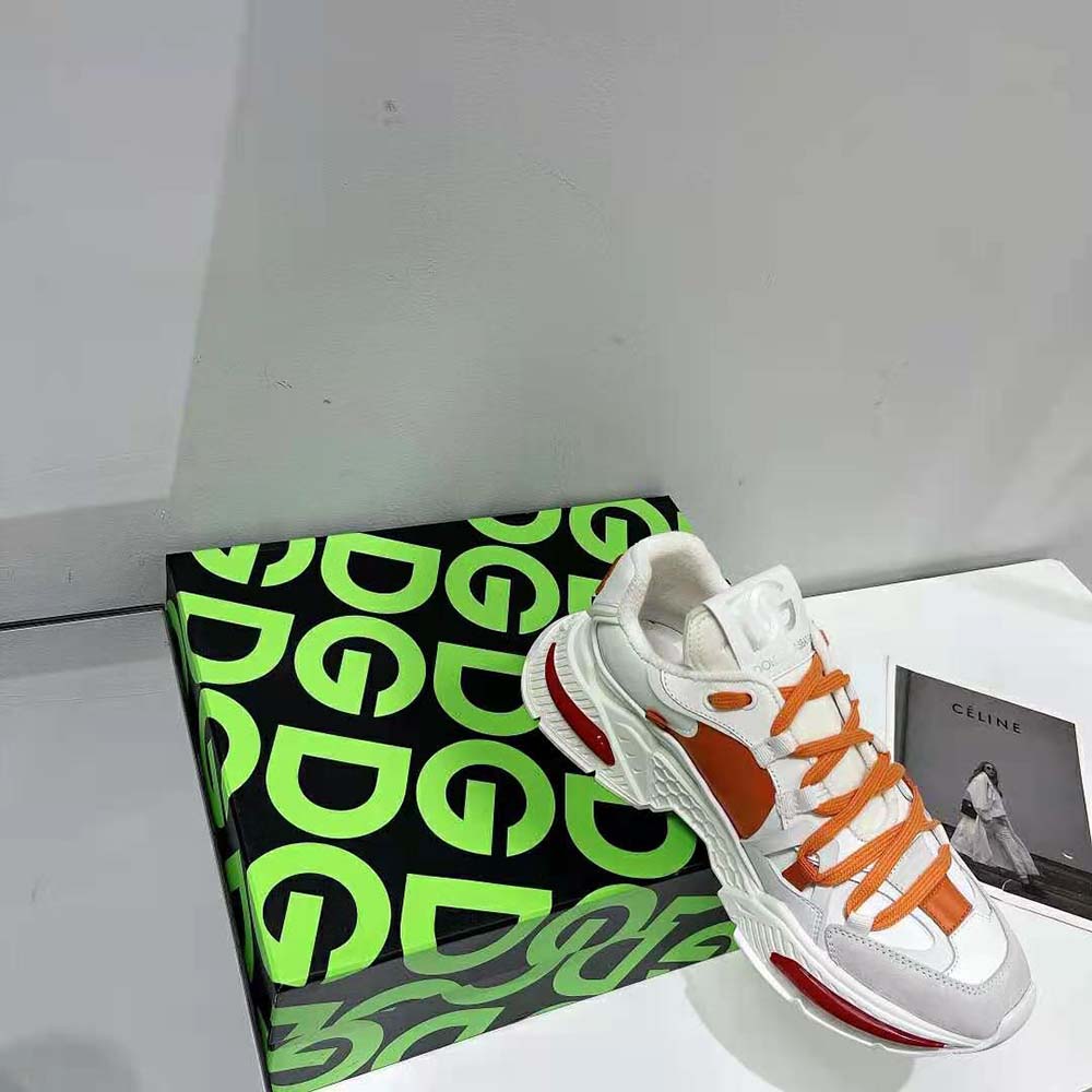 Dolce Gabbana D&G Unisex Mixed-Material Airmaster Sneakers-Orange - image 10