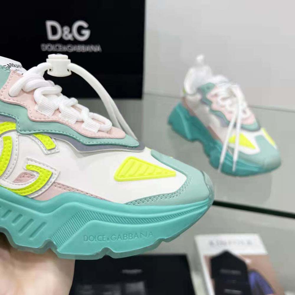 Dolce Gabbana D&G Unisex Mixed-Materials Daymaster Sneakers-Lime - image 5