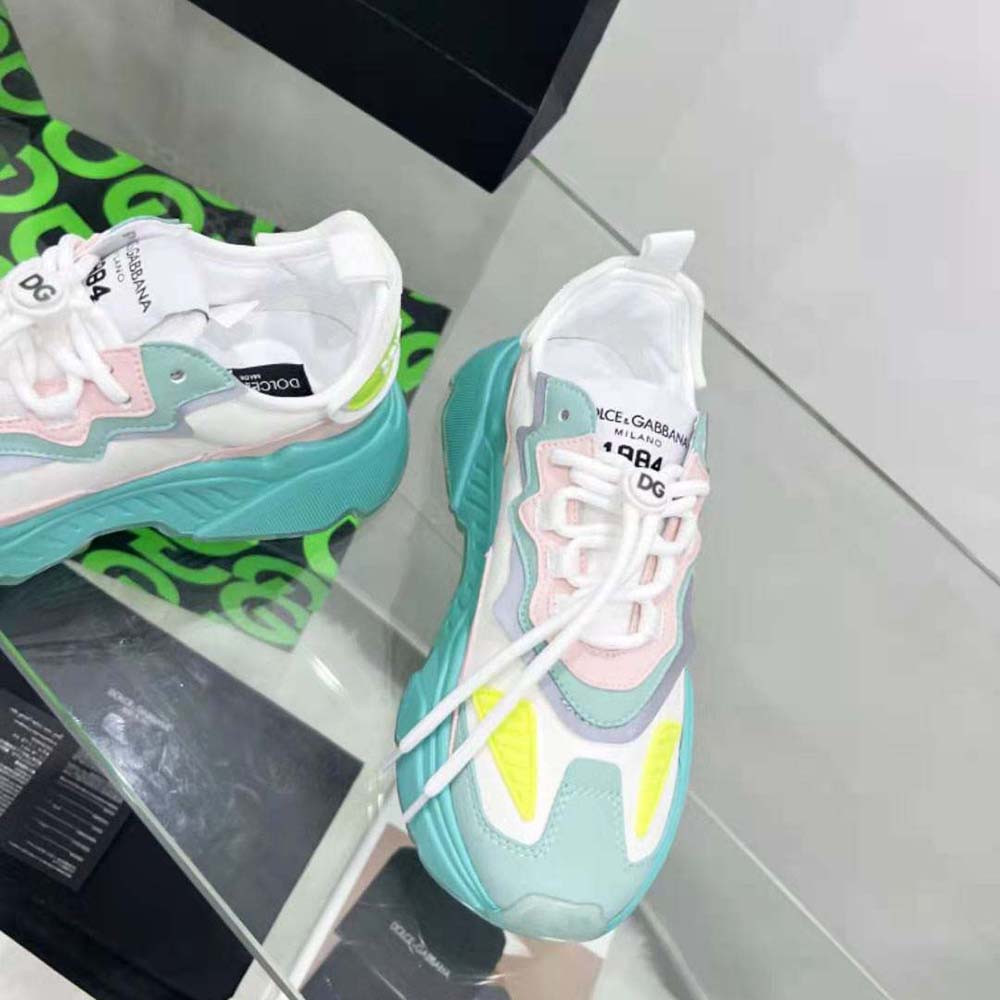 Dolce Gabbana D&G Unisex Mixed-Materials Daymaster Sneakers-Lime - image 8