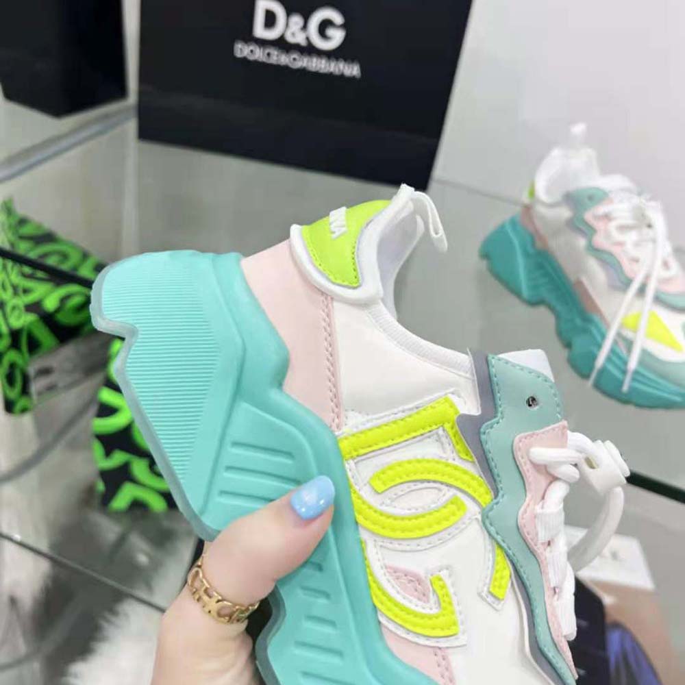 Dolce Gabbana D&G Unisex Mixed-Materials Daymaster Sneakers-Lime - image 7