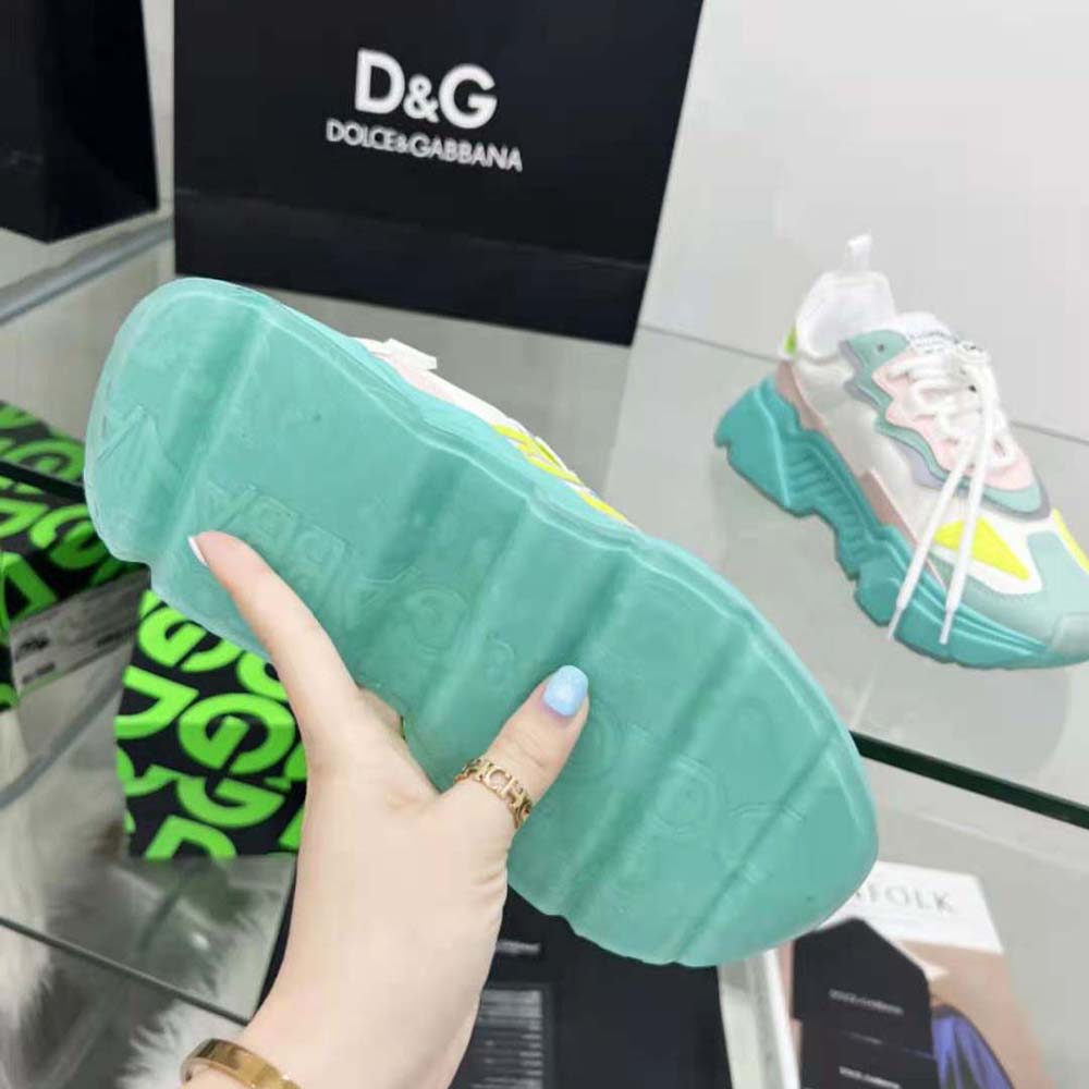 Dolce Gabbana D&G Unisex Mixed-Materials Daymaster Sneakers-Lime - image 9