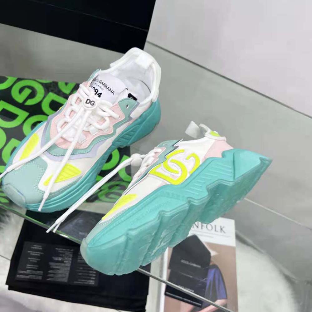 Dolce Gabbana D&G Unisex Mixed-Materials Daymaster Sneakers-Lime - image 4