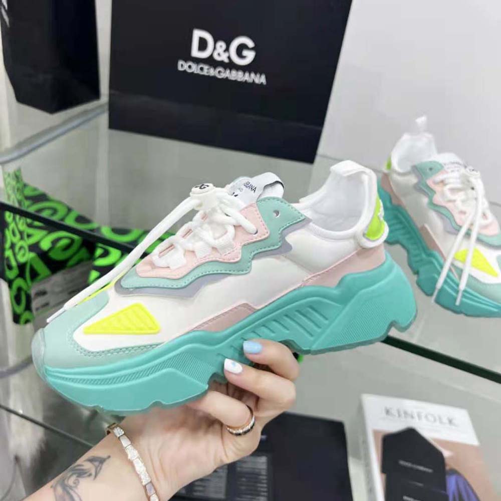 Dolce Gabbana D&G Unisex Mixed-Materials Daymaster Sneakers-Lime - image 6