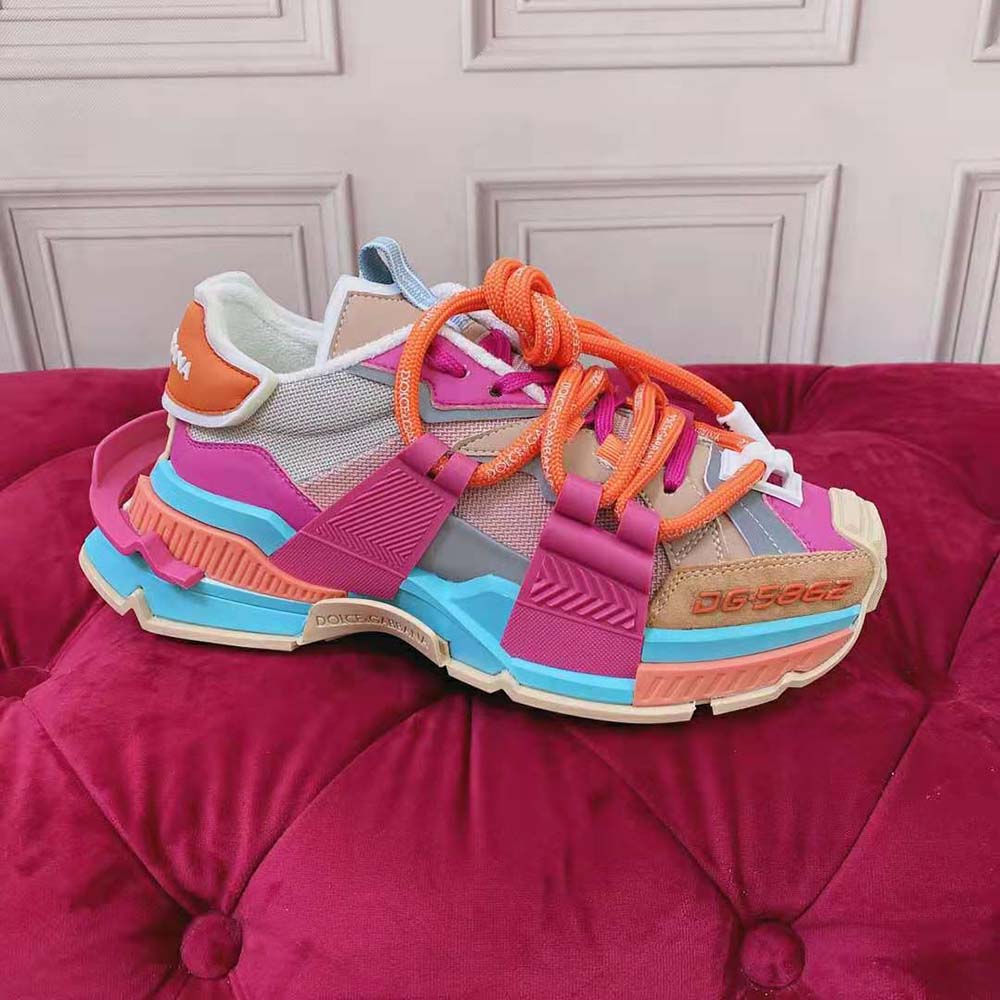Dolce Gabbana D&G Women Mixed-Material Space Sneakers-Orange - image 7