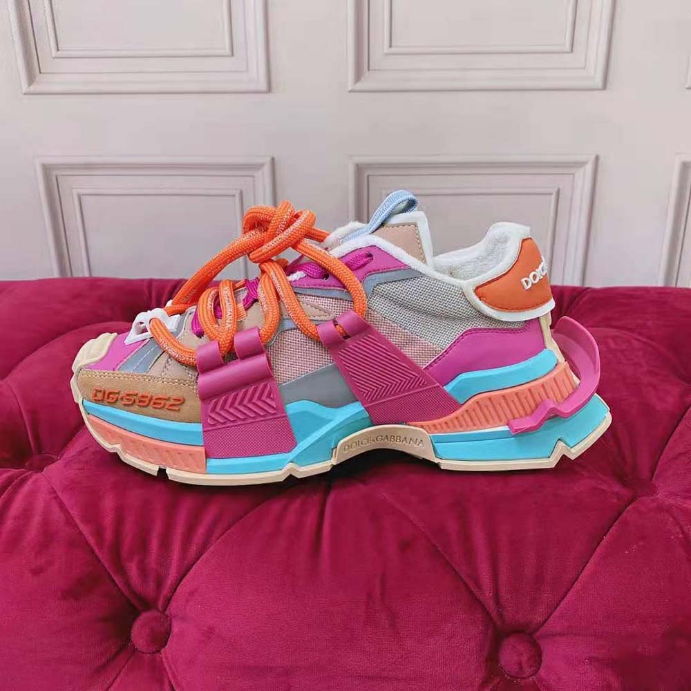 Dolce Gabbana D&G Women Mixed-Material Space Sneakers-Orange - image 8