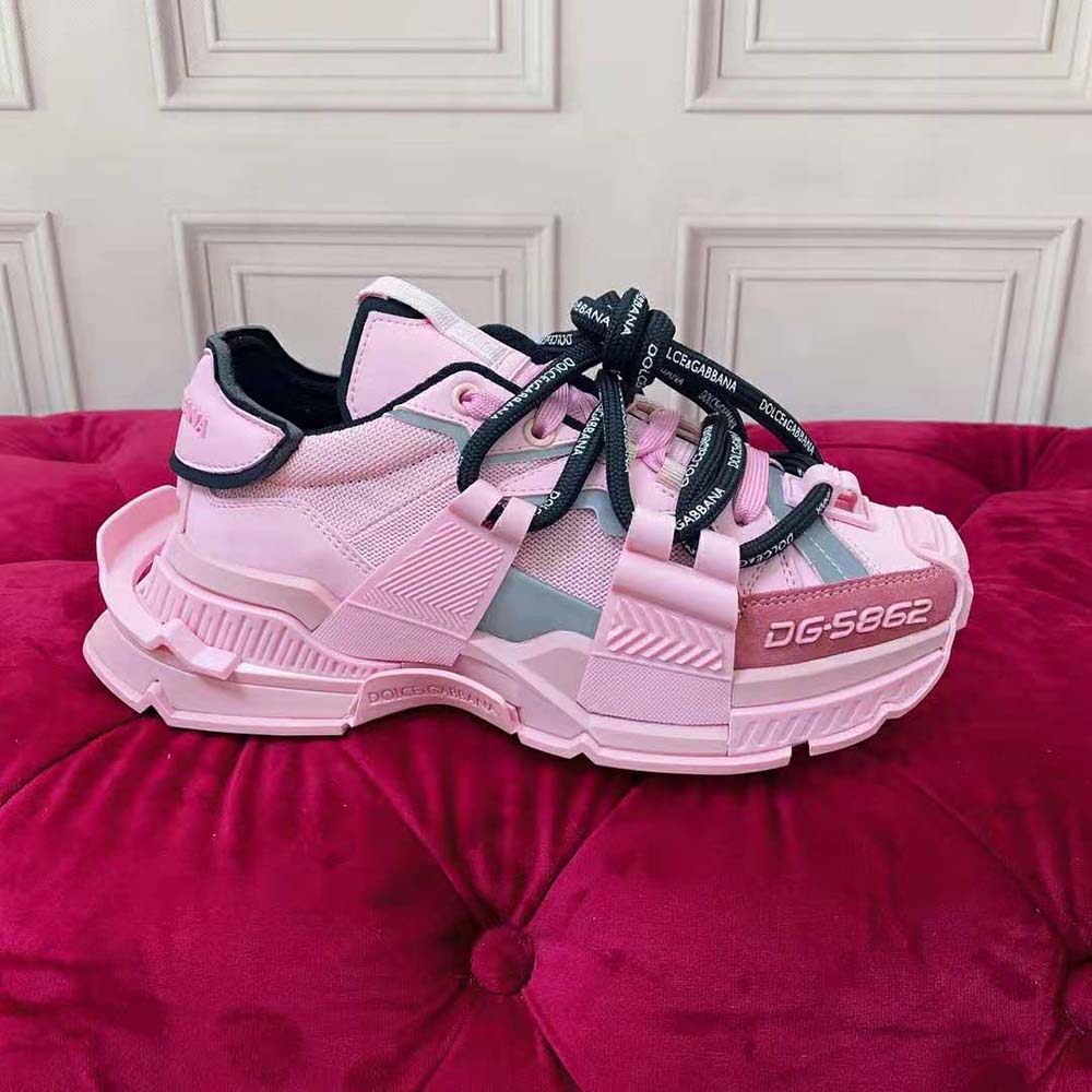 Dolce Gabbana D&G Women Mixed-Material Space Sneakers-Pink - image 8