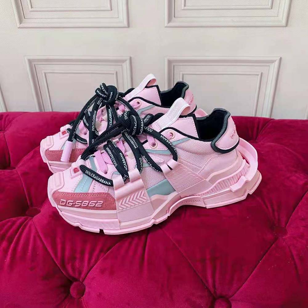 Dolce Gabbana D&G Women Mixed-Material Space Sneakers-Pink - image 4