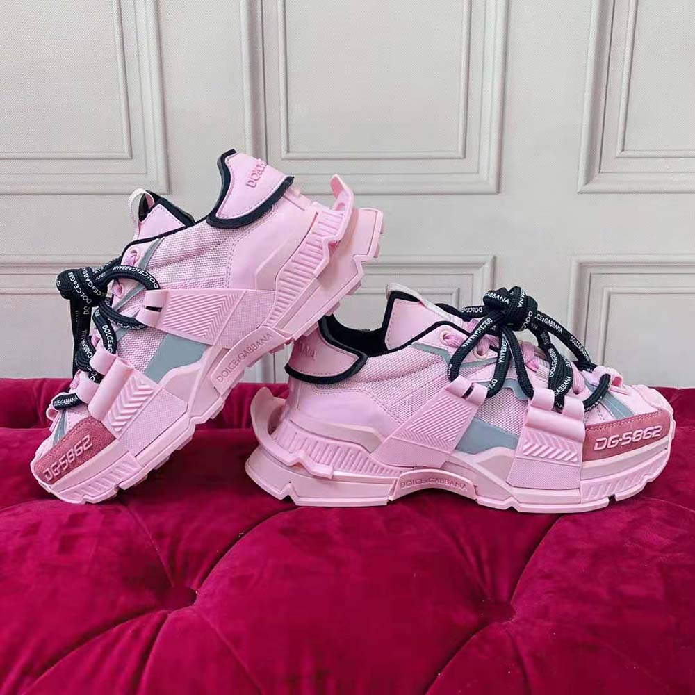 Dolce Gabbana D&G Women Mixed-Material Space Sneakers-Pink - image 6