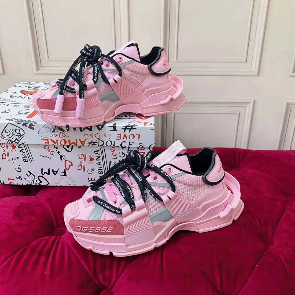 Dolce Gabbana D&G Women Mixed-Material Space Sneakers-Pink - image 5